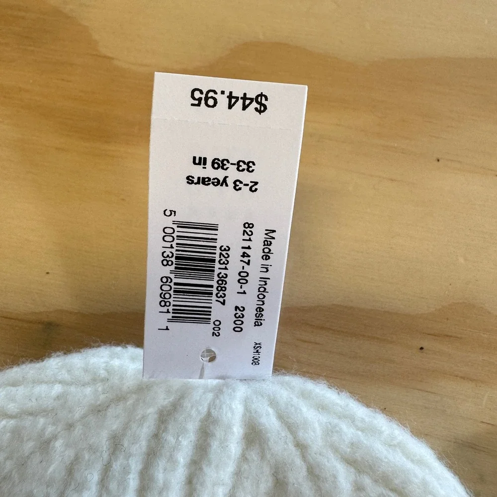 NWT Baby‎ Gap Toddler Bear Ear Ribbed Knit Beanie Hat Off White 2-3 Years 52cm